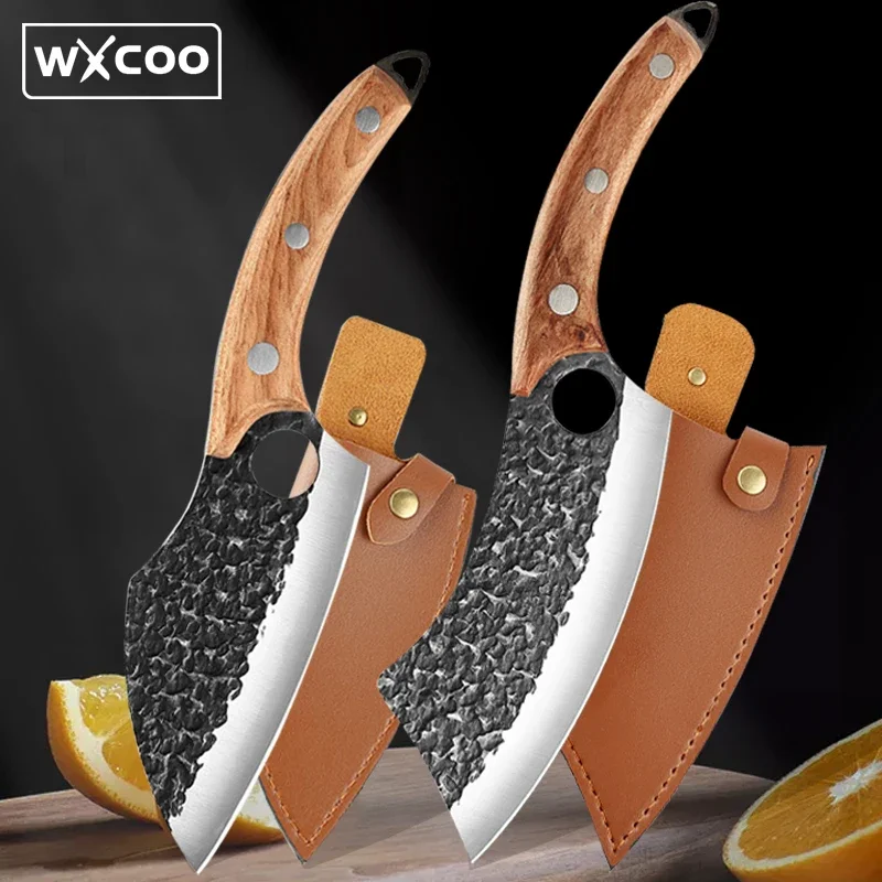 

Stainless Steel Forged Kitchen Knife Meat Cleaver Butcher Boning Knife with Sheath Slicing Chopping Slaughter Knives Cutter Tool