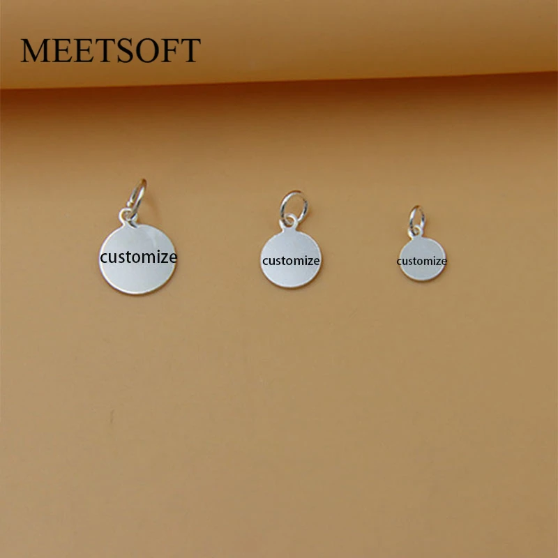 

MEETSOFT 925 Silver 6-10MM Round Medal Disc Custom Engrave Logo Pendant Charms of DIY Handmade Engraving Accessories Wholesale