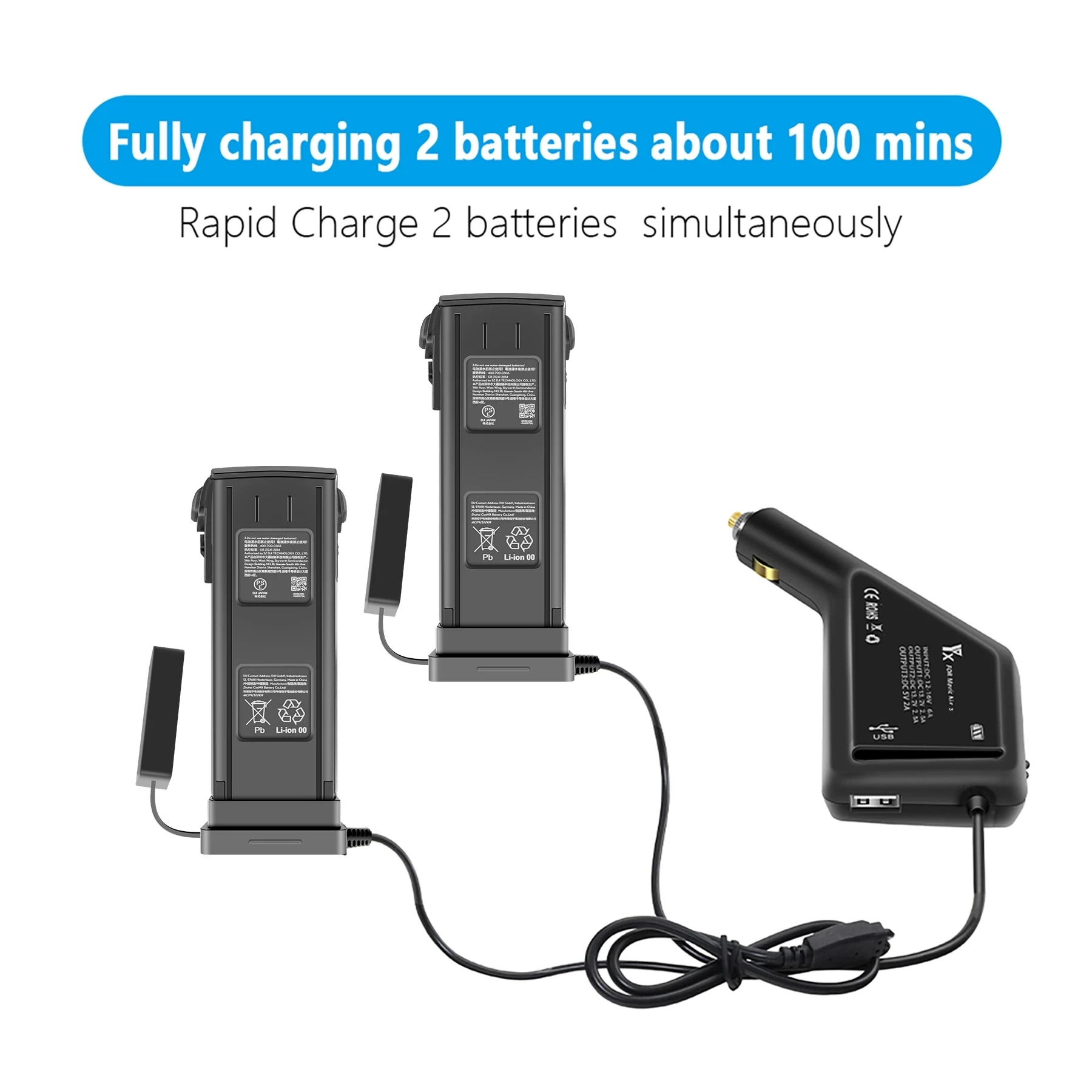 4 in 1 Car Charger For DJI Mavic 3 Two Batteries & USB Adapter Remote Control Charging Hub for DJI Mavic 3 Cine Drone Accessory
4 in 1 Car Charger For DJI Mavic 3 Two Batteries & USB Adapter Remote Control Charging Hub for DJI Mavic 3 Cine Drone Accessory
