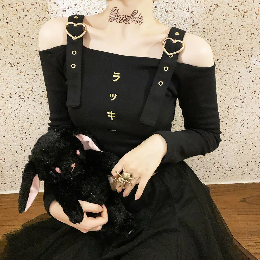 Goth Female Strap Buckle Off Shoulder Short T Shirt 2022 Y2k Style Girl Embroidery Letter Ctop Sweet Pink T-shirts Korean Top
Goth Female Strap Buckle Off Shoulder Short T Shirt 2022 Y2k Style Girl Embroidery Letter Ctop Sweet Pink T-shirts Korean Top
