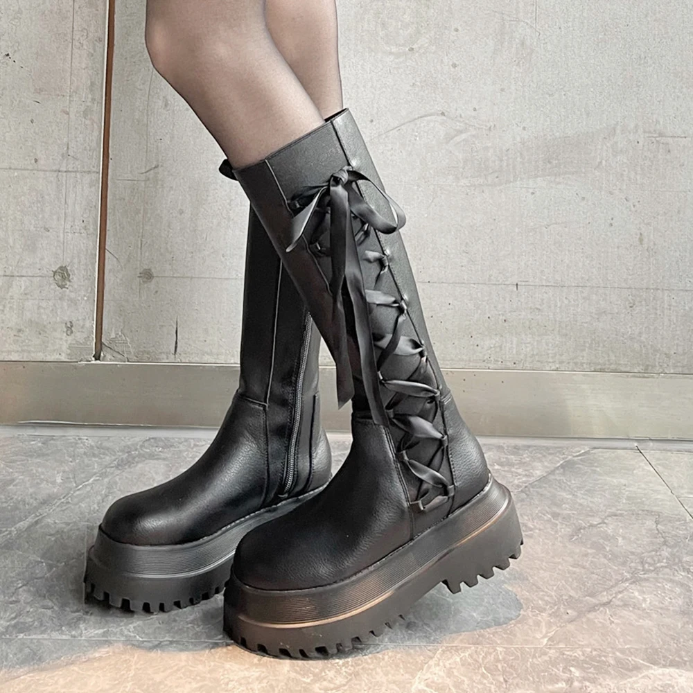 Goth Punk Platfrom Chunky Heel Mid Calf Boots For Women 2022 Brand Designer Luxury Bowknot Zip Long Boots Black Shoes Round Toe
Goth Punk Platfrom Chunky Heel Mid Calf Boots For Women 2022 Brand Designer Luxury Bowknot Zip Long Boots Black Shoes Round Toe
