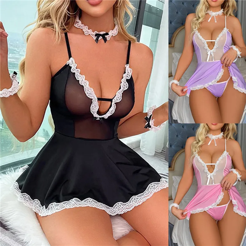 New Women'S Sexy Lace Underwear Fashion Perspective And Interesting Clothing Sleeveless Slip Ladies Nightdress
New Women'S Sexy Lace Underwear Fashion Perspective And Interesting Clothing Sleeveless Slip Ladies Nightdress