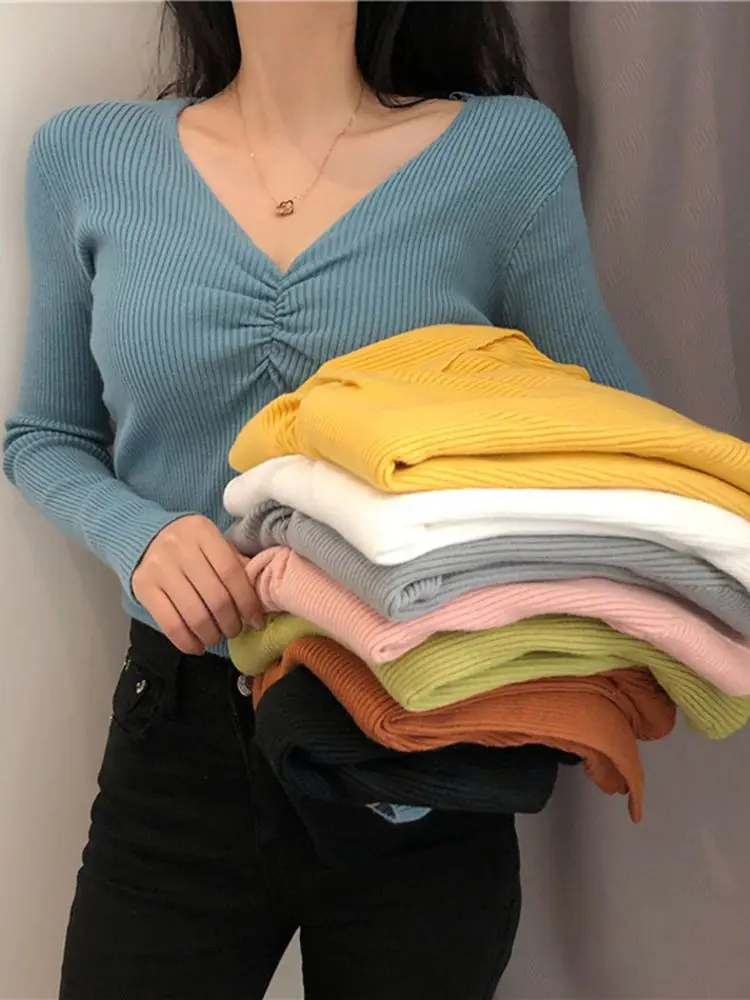 New Sexy V-neck Women's Sweater Autumn Knitted Pullover Jumper Chic Soft Korean Version Slim Long-sleeved Women's Basic Top
New Sexy V-neck Women's Sweater Autumn Knitted Pullover Jumper Chic Soft Korean Version Slim Long-sleeved Women's Basic Top