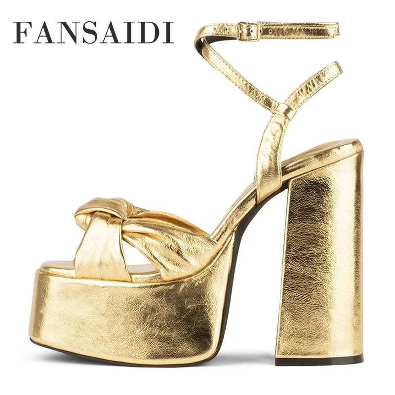 FANSAIDI Waterproof Gold Sandals Summer Fashion Block Heels Women's Shoes Party Shoes New Chunky Heels Platform Sexy 41 42 43
FANSAIDI Waterproof Gold Sandals Summer Fashion Block Heels Women's Shoes Party Shoes New Chunky Heels Platform Sexy 41 42 43