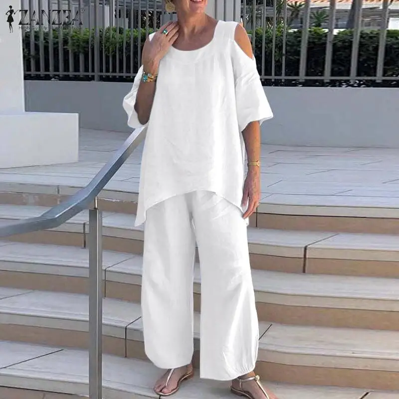 2PCS Fashion Off Shoulder Tops Matching Sets 2022 ZANZEA Summer Women's Sets Wide Leg Pants Sets Casual SolidShort Sleeve Suits
2PCS Fashion Off Shoulder Tops Matching Sets 2022 ZANZEA Summer Women's Sets Wide Leg Pants Sets Casual SolidShort Sleeve Suits