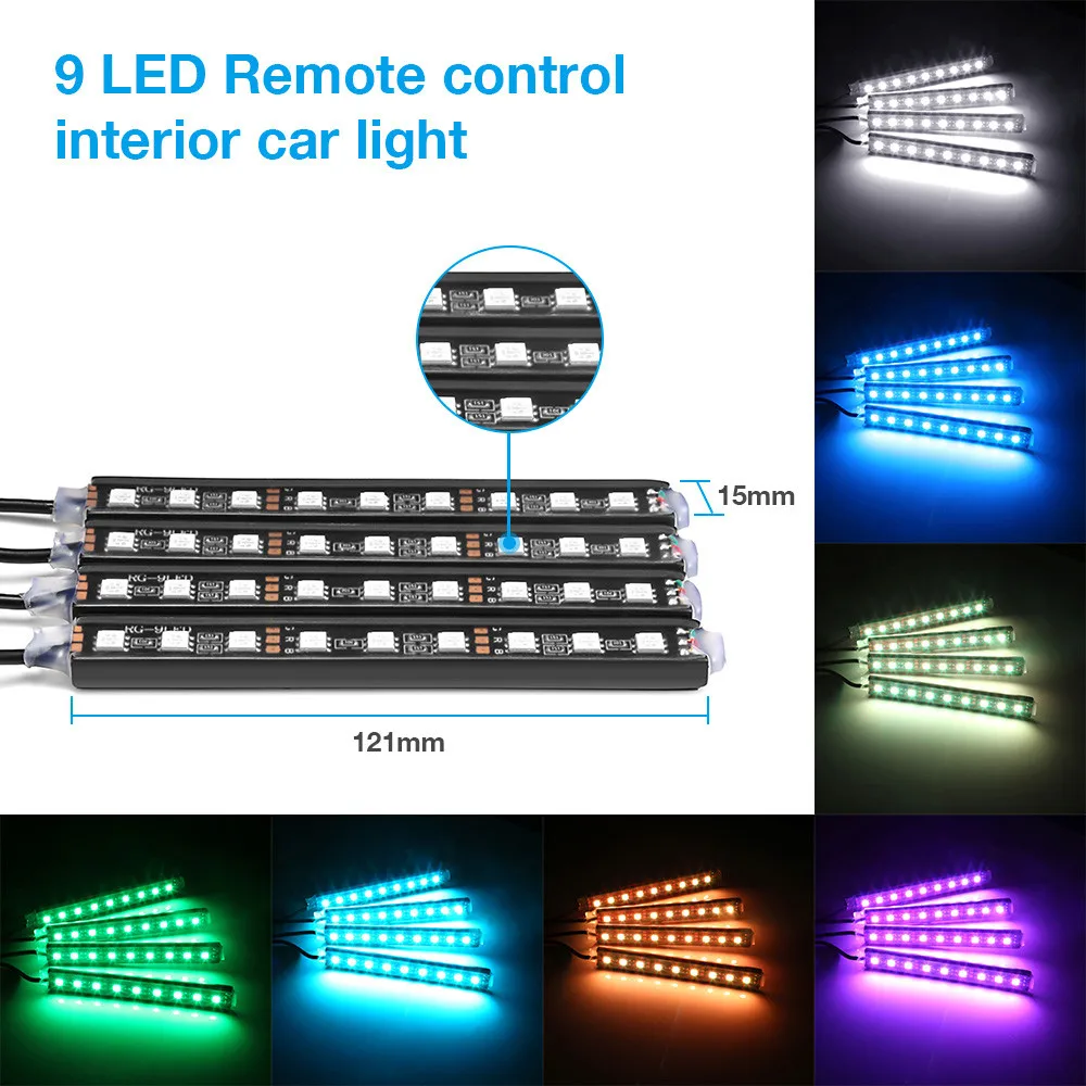 4PCS Car RGB USB 36 LED Light Strip Interior Atmosphere Neon Lamp Remote Control Car Inside Atmosphere Lamp Foot Lamp Decor Car
4PCS Car RGB USB 36 LED Light Strip Interior Atmosphere Neon Lamp Remote Control Car Inside Atmosphere Lamp Foot Lamp Decor Car