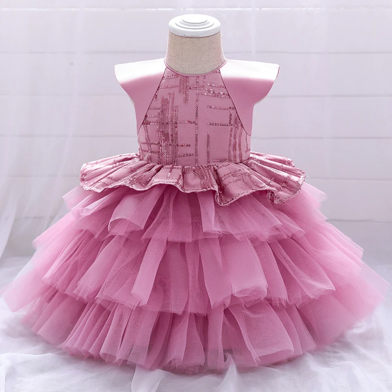 

2022 Formal Child Clothes 1st Birthday Dress For Baby Girl Baptism Lace Princess Dresses First Party Fluffy Tutu Dress Vestidos