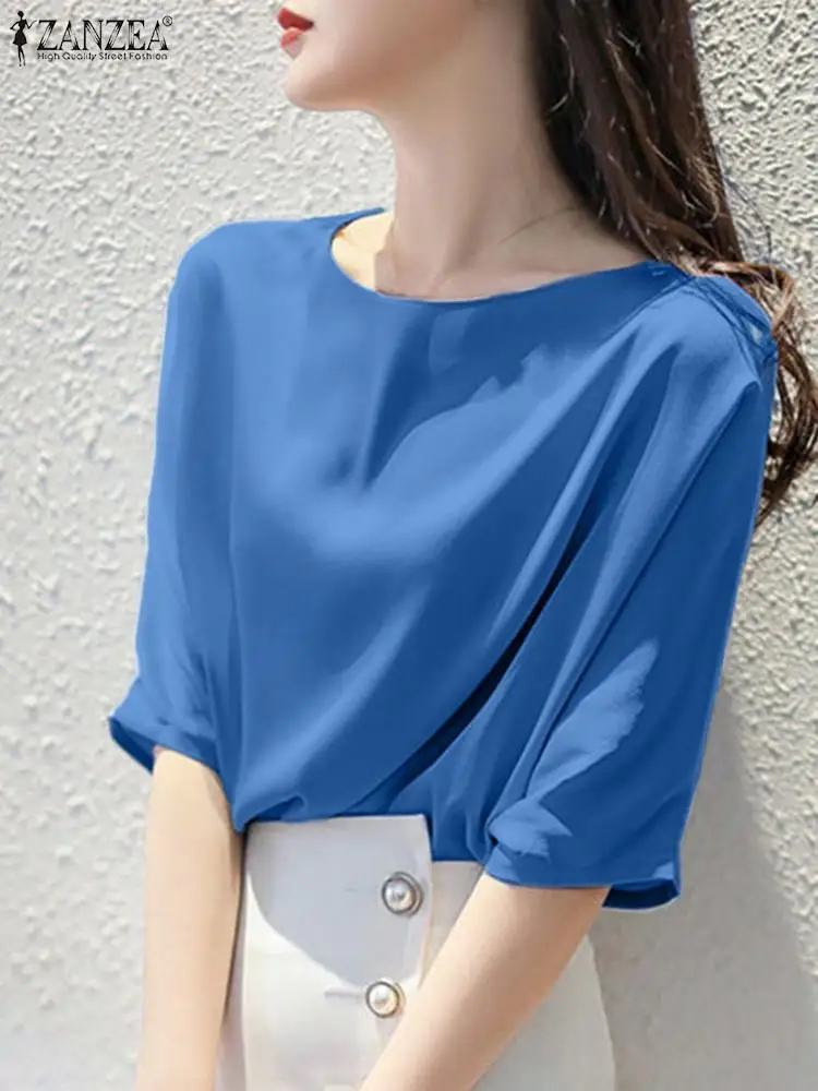 ZANZEA Women Summer Solid Color Tops Short Sleeve O-Neck Thin Blouse Female Holiday Elegant Casual Loose Office OL Shirt 2022
ZANZEA Women Summer Solid Color Tops Short Sleeve O-Neck Thin Blouse Female Holiday Elegant Casual Loose Office OL Shirt 2022