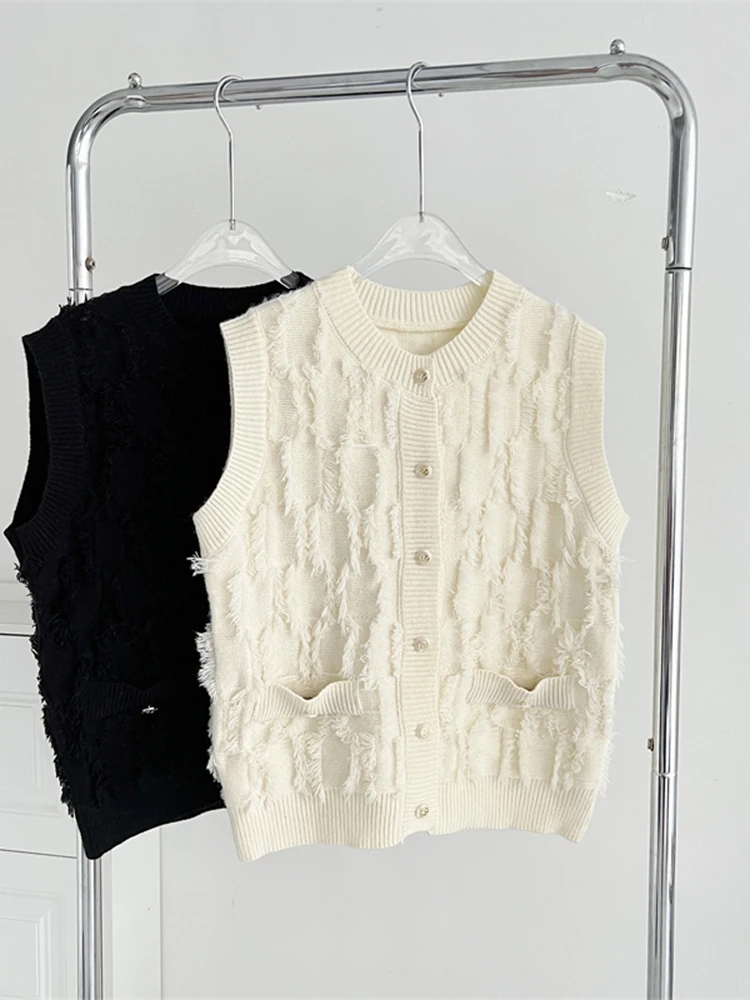 Женский однобортный Трикотажный жилет, однотонная теплая плотная флисовая куртка без рукавов с бахромой, Осень-зима 2022
Женский однобортный Трикотажный жилет, однотонная теплая плотная флисовая куртка без рукавов с бахромой, Осень-зима 2022