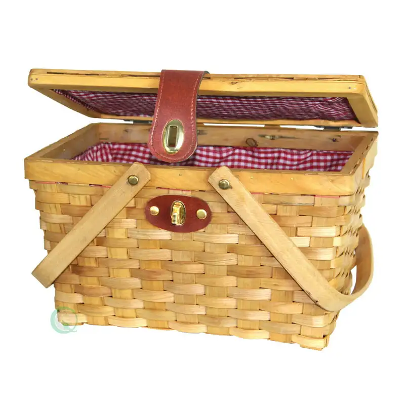

, Portable Multipurpose Storage Elegant, Folding Portable Gingham Lined Storage Basket with Handles - Multipurpose, Versatile, D