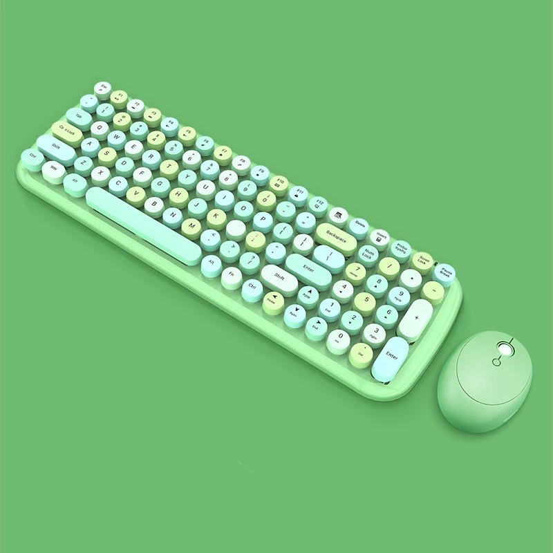 Wireless Keyboard Mouse Set Combos Office Girl Gift Retro Punk Mixed Color Round 100 Key Cute Pink Blue Green For PC Laptop
Wireless Keyboard Mouse Set Combos Office Girl Gift Retro Punk Mixed Color Round 100 Key Cute Pink Blue Green For PC Laptop