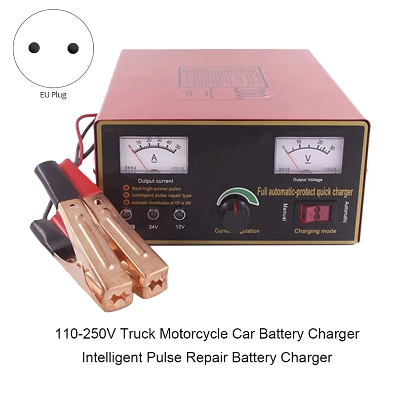 EU Plug 110-250V Truck Motorcycle Car Battery Charger Intelligent Pulse Repair Battery Charger 12V/24V
EU Plug 110-250V Truck Motorcycle Car Battery Charger Intelligent Pulse Repair Battery Charger 12V/24V