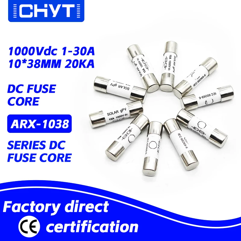 Free Shipping CHYT Low Voltage 10PCS 10x38mm gPV PV DC Fusible Link 1000V 30A Fuse Core for Solar System Protection
Free Shipping CHYT Low Voltage 10PCS 10x38mm gPV PV DC Fusible Link 1000V 30A Fuse Core for Solar System Protection
