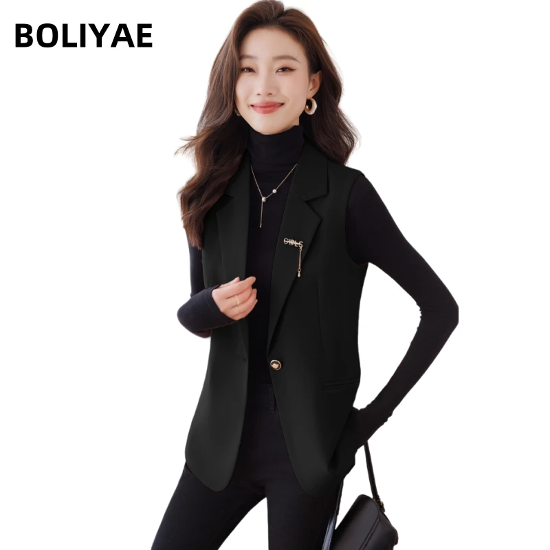 Boliyae Pink Elegant Sleeveless Blazer Vest Women Single Button V-neck Short Office Vest Coat Female Slim Fashion Vest Waistcoat
Boliyae Pink Elegant Sleeveless Blazer Vest Women Single Button V-neck Short Office Vest Coat Female Slim Fashion Vest Waistcoat