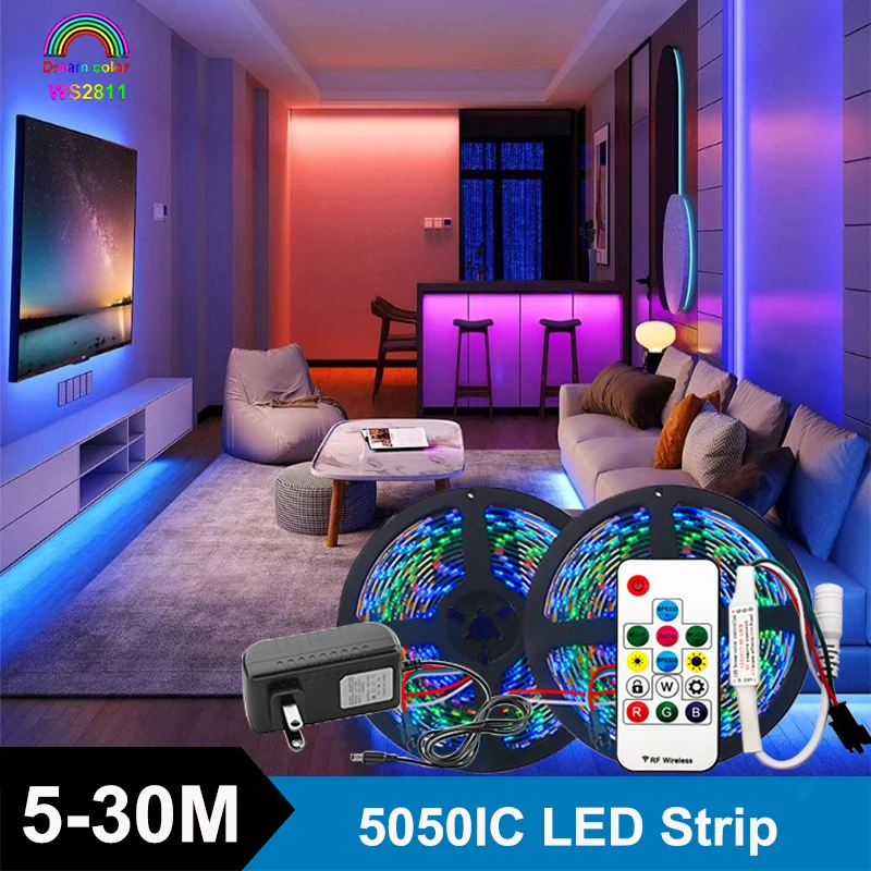 Rgb Led Strip for Holiday Controller Led Strip ws2811b 5050IC LED Tape Lighting Ribbon Neon Light Strips Party LED Decoration
Rgb Led Strip for Holiday Controller Led Strip ws2811b 5050IC LED Tape Lighting Ribbon Neon Light Strips Party LED Decoration