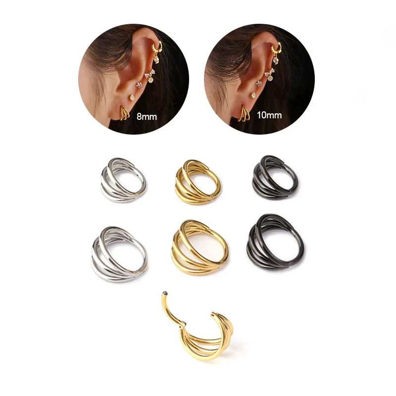 Surgical Steel Hinged Ring Piercing Three-Row Earrings Helix Piercing Daith Cartilage Tragus Segment Septum Clicker Body Jewelry
Surgical Steel Hinged Ring Piercing Three-Row Earrings Helix Piercing Daith Cartilage Tragus Segment Septum Clicker Body Jewelry