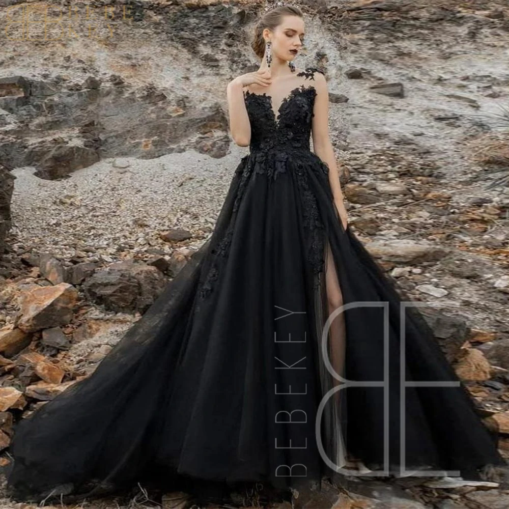 Gothic Black Lace Bride Dresses Wedding Gown High Side Split V neck Dress Wedding Women Elegant Party Dresses for Women 2024 New
Gothic Black Lace Bride Dresses Wedding Gown High Side Split V neck Dress Wedding Women Elegant Party Dresses for Women 2024 New