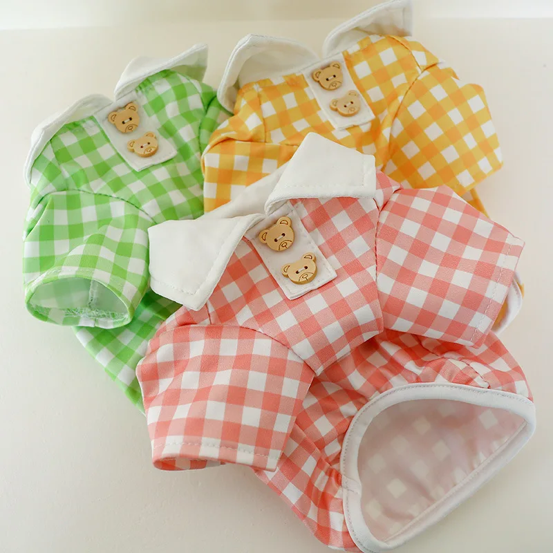 Bear Buckle Polo Shirt Pet Clothing Fashion Plaid Dog Clothes Spring and Summer Teddy Comfortable Vest Puppy Two Legs Clothes
Bear Buckle Polo Shirt Pet Clothing Fashion Plaid Dog Clothes Spring and Summer Teddy Comfortable Vest Puppy Two Legs Clothes