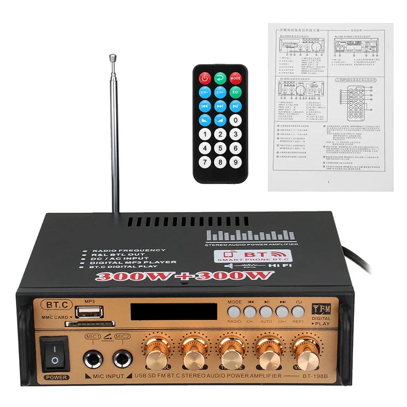 600W Hifi Power Amplifier Speaker Bluetooth 5.0 Car Subwoofer Audio FM USB Music Player Home Theater Amplifier EU Plug
600W Hifi Power Amplifier Speaker Bluetooth 5.0 Car Subwoofer Audio FM USB Music Player Home Theater Amplifier EU Plug