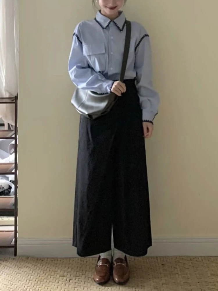 Повседневный Топ с длинным рукавом и широкие брюки, комплект из 2 предметов, осень 2023, модная Свободная блузка, винтажные длинные брюки с высокой талией, комплект из 2 предметов
Повседневный Топ с длинным рукавом и широкие брюки, комплект из 2 предметов, осень 2023, модная Свободная блузка, винтажные длинные брюки с высокой талией, комплект из 2 предметов