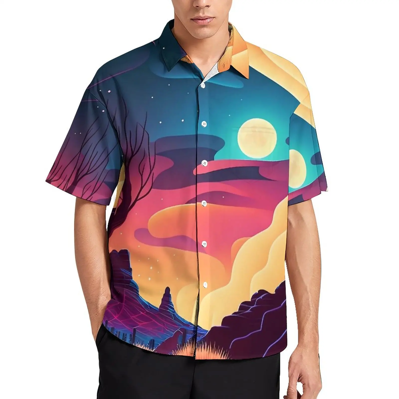Desert At Night Casual Shirt Moon Print Beach Loose Shirt Hawaii Streetwear Blouses Short Sleeves Custom Oversized Top
Desert At Night Casual Shirt Moon Print Beach Loose Shirt Hawaii Streetwear Blouses Short Sleeves Custom Oversized Top
