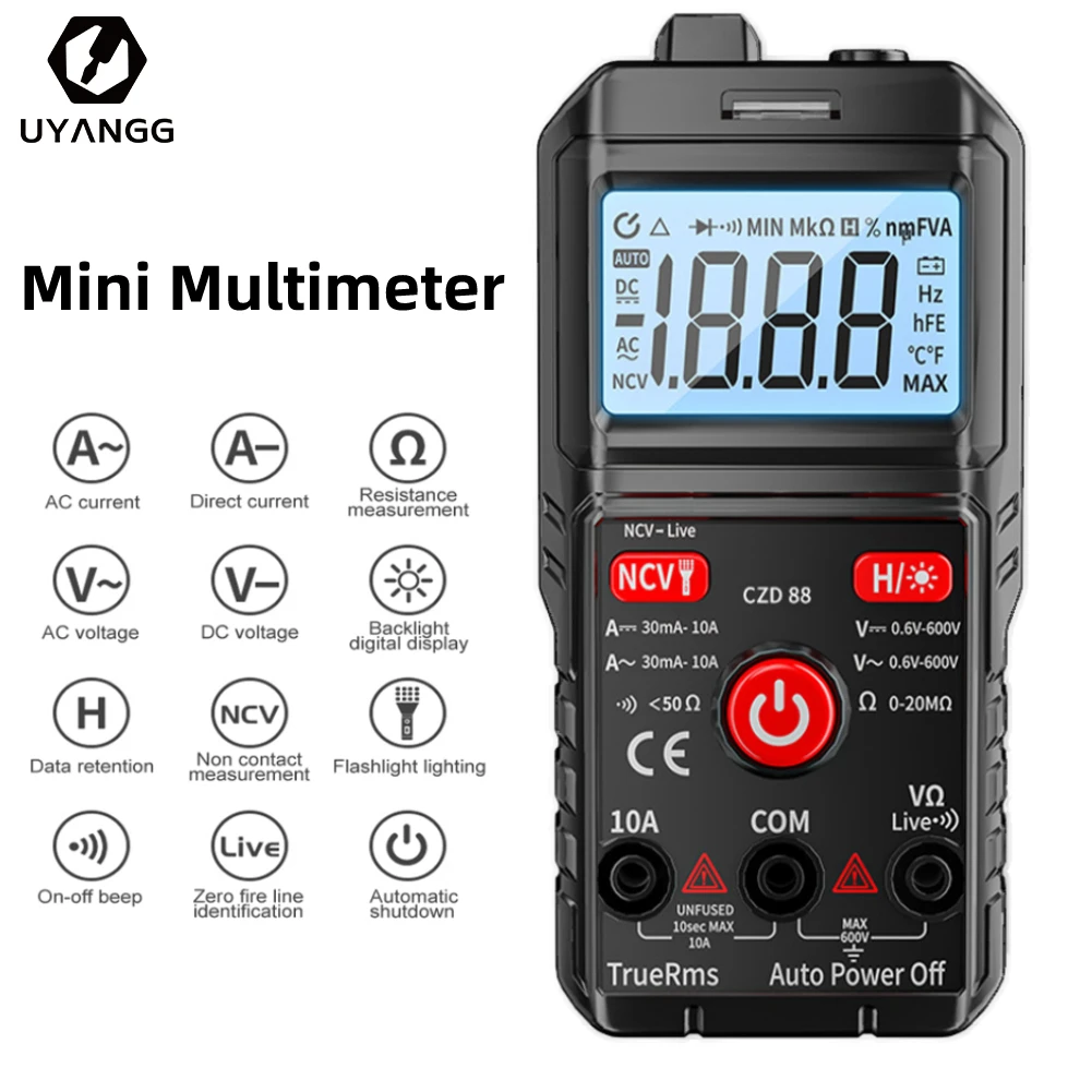 Digital Multimeter Mini Automotive Tester Voltage Current Resistance 6000 Counts True RMS NCV 600V AC DC Portable Voltage Tester
Digital Multimeter Mini Automotive Tester Voltage Current Resistance 6000 Counts True RMS NCV 600V AC DC Portable Voltage Tester