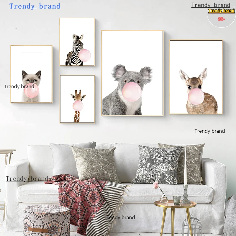 Animal Bubble Nursery Cartoon Canvas Painting Art Nordic Posters and Prints Wall Pictures for Living Room Decoration Frameless
Animal Bubble Nursery Cartoon Canvas Painting Art Nordic Posters and Prints Wall Pictures for Living Room Decoration Frameless