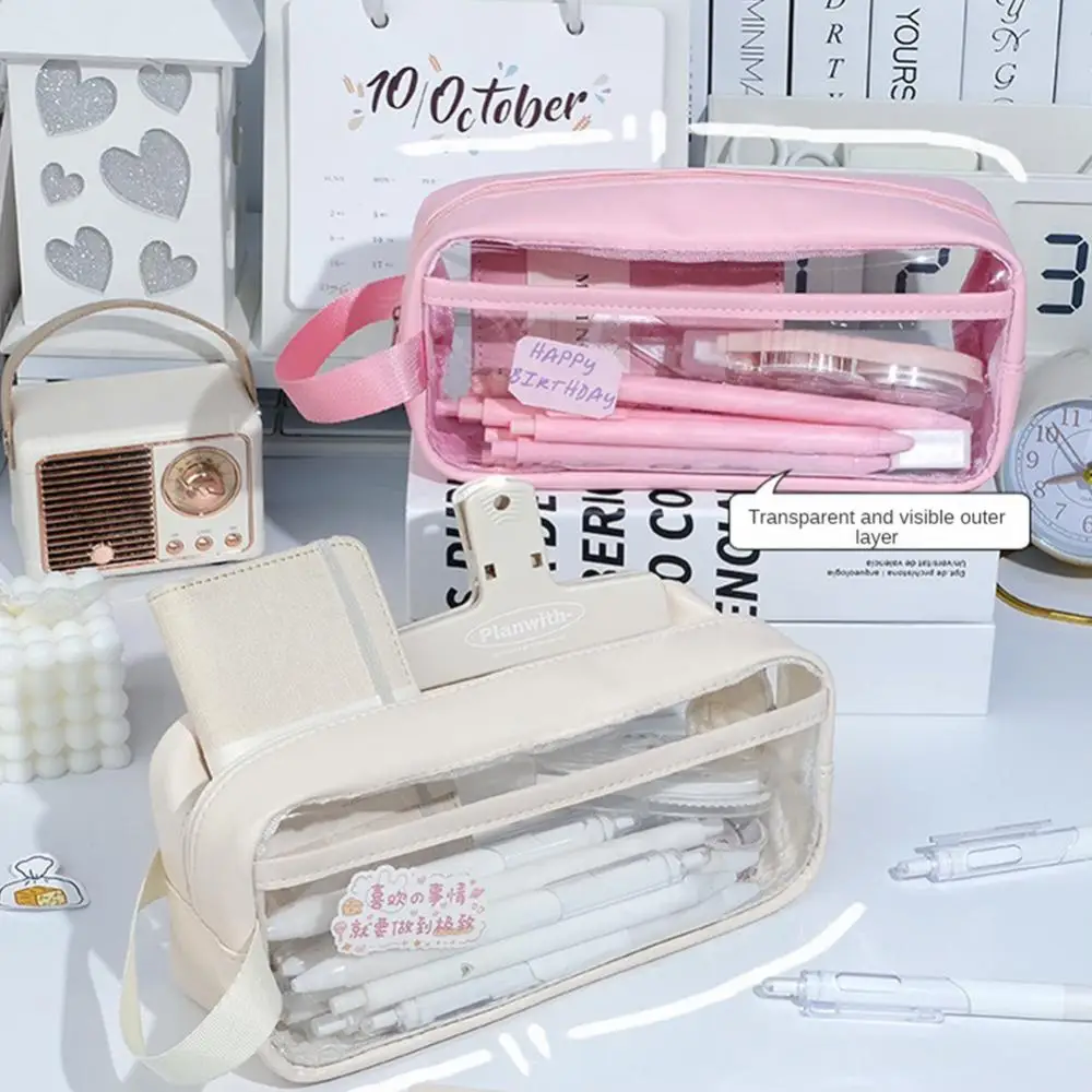 Waterproof Handheld Stationery Bag Pvc Pencil Pouch . Large Capacity Pencil Case Simple Design Storage Bag Transparent Portable
Waterproof Handheld Stationery Bag Pvc Pencil Pouch . Large Capacity Pencil Case Simple Design Storage Bag Transparent Portable