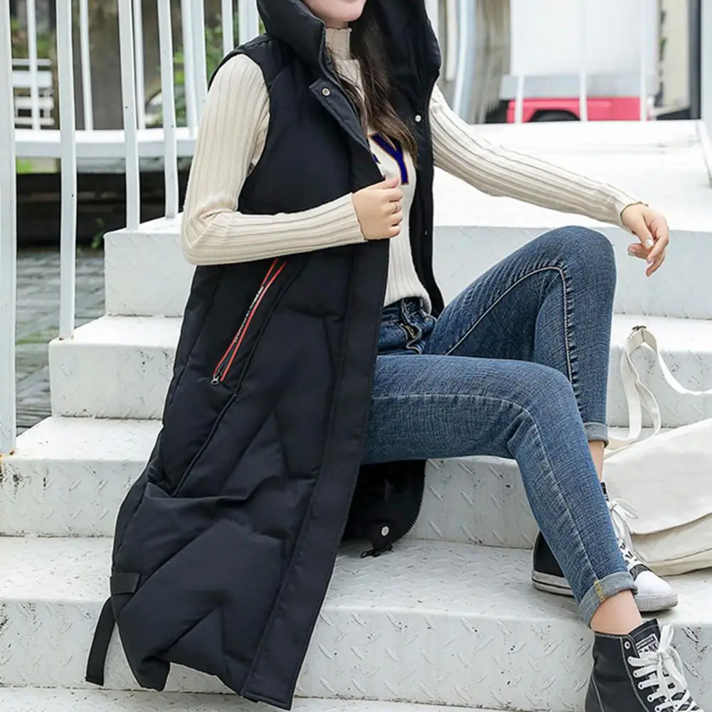 Fashion Slim Outerwear Comfy Vest Overcoat Buttons Zipper Placket Pure Color Hooded Mid-Calf Length Vest Coat Cold Resistant
Fashion Slim Outerwear Comfy Vest Overcoat Buttons Zipper Placket Pure Color Hooded Mid-Calf Length Vest Coat Cold Resistant