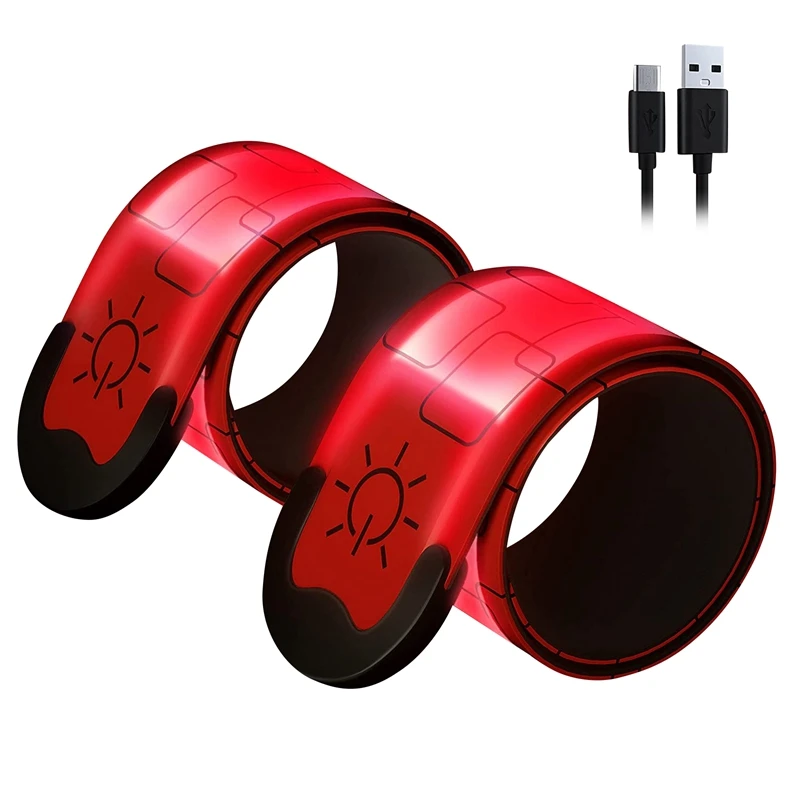 

2 Pack USB Rechargeable Reflective Armbands,High Visibility Light Up Band For Runners,Bikers,Walkers,Pet Owners