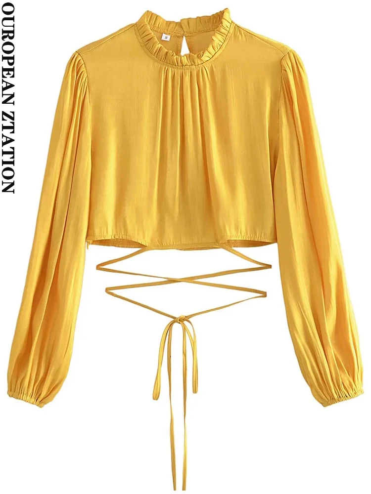 PAILETE Women 2022 fashion with tied soft touch cropped blouses vintage round collar long sleeve female shirts blusas chic tops
PAILETE Women 2022 fashion with tied soft touch cropped blouses vintage round collar long sleeve female shirts blusas chic tops