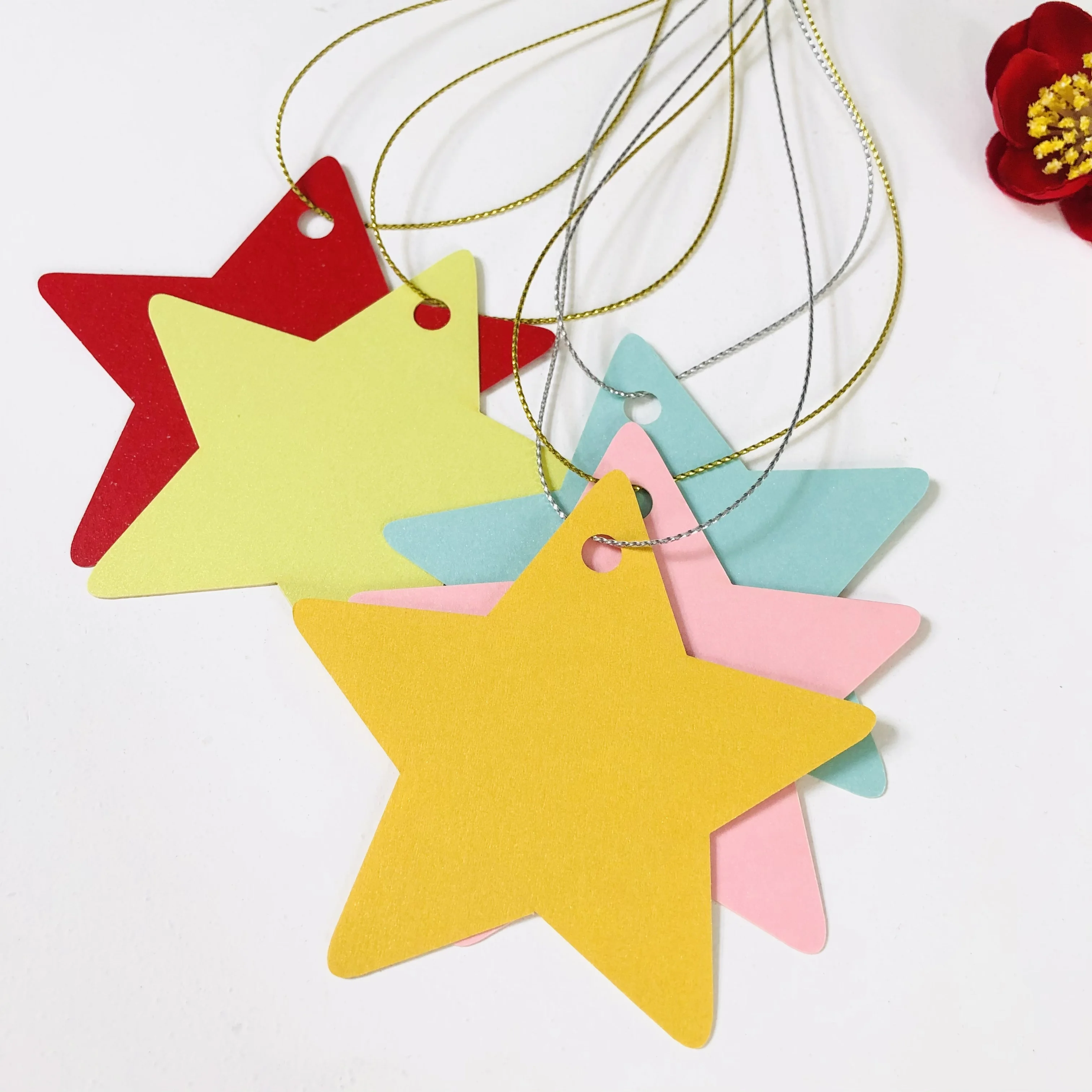 

50pcs Star Hanging Stickers Wish Cards For Home Decoration Mix-color DIY Crafts For Kids Rooms Birthday Party Wedding Decor