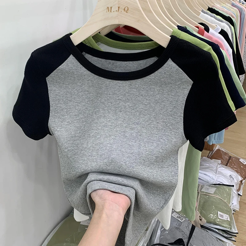 Укороченная футболка с заплатками и круглым вырезом для девочек, укороченный топ, летние шикарные женские футболки с коротким рукавом, 2022
Укороченная футболка с заплатками и круглым вырезом для девочек, укороченный топ, летние шикарные женские футболки с коротким рукавом, 2022