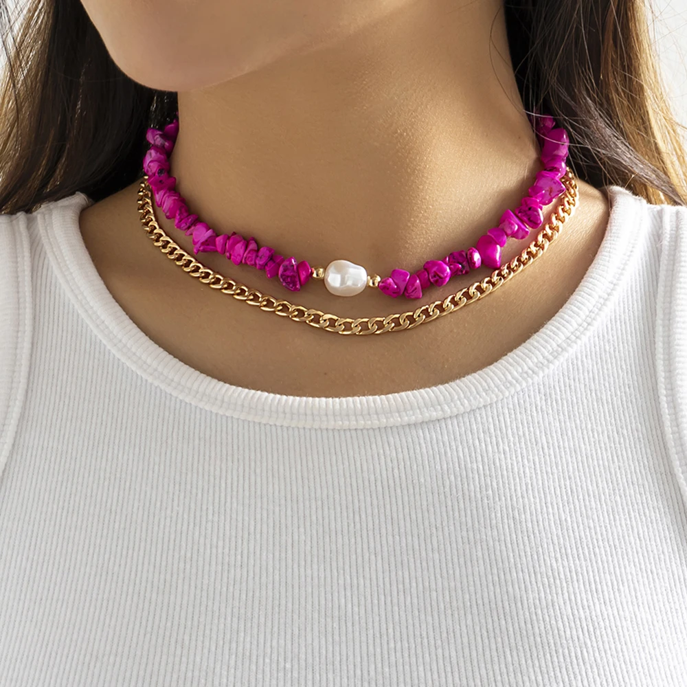 PuRui Fashion Rose Red Irregular Gravel Stone Beaded Choker Necklaces for Women Jewelry Pearl Beads Neck Chain Party Gifts 2022
PuRui Fashion Rose Red Irregular Gravel Stone Beaded Choker Necklaces for Women Jewelry Pearl Beads Neck Chain Party Gifts 2022