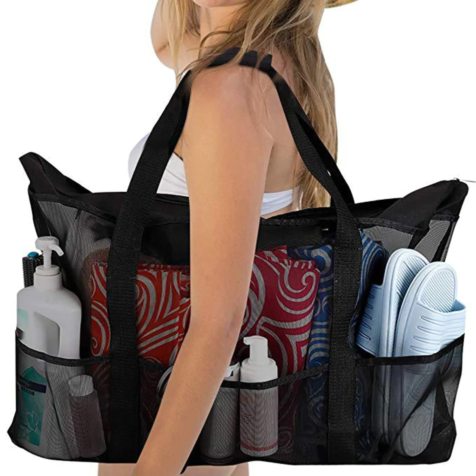 8 Pockets Summer Large Beach Bag For Towels Mesh Durable Beach Bag For Toys Waterproof Underwear Pocket Beach Tote Bag
8 Pockets Summer Large Beach Bag For Towels Mesh Durable Beach Bag For Toys Waterproof Underwear Pocket Beach Tote Bag