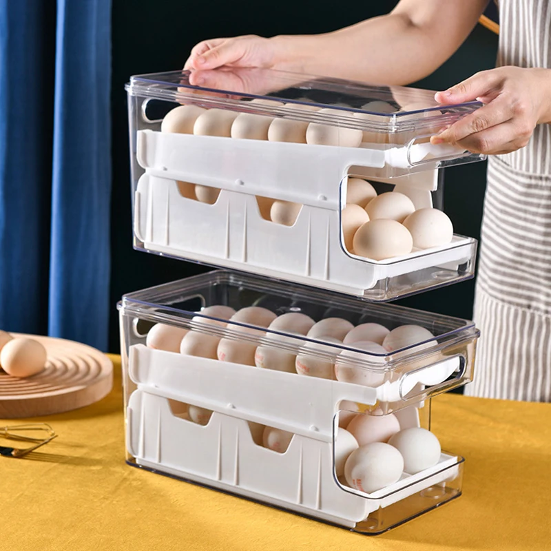 Automatic Rolling Egg Container For Refrigerator Stackable High Capacity Egg Storage Box BPA Free Food Organizer Box
Automatic Rolling Egg Container For Refrigerator Stackable High Capacity Egg Storage Box BPA Free Food Organizer Box