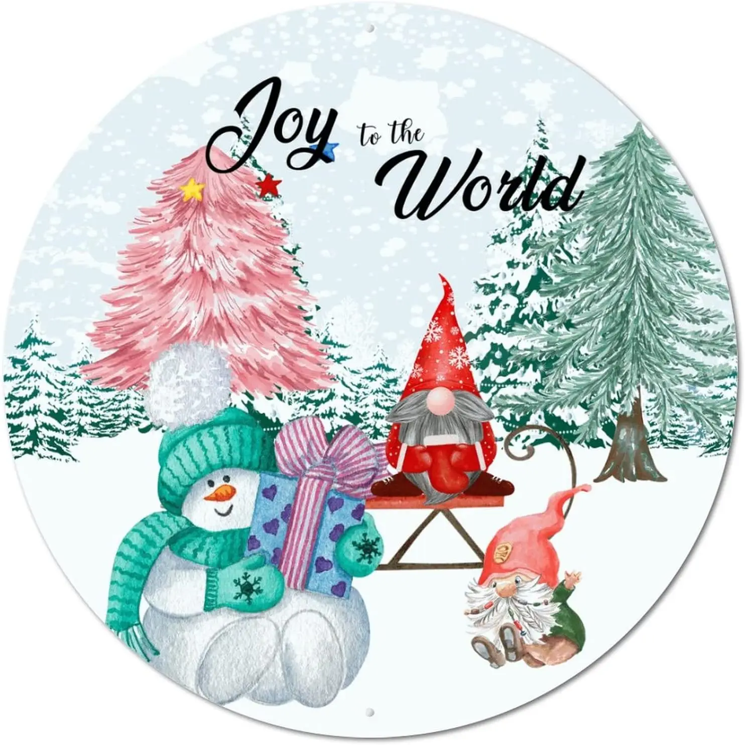 Round Metal Tin Sign Joy to The World Snowman Gnomes Circle Wreath Sign Vintage Wall Pub Sign Nostalgic Christmas Metal
Round Metal Tin Sign Joy to The World Snowman Gnomes Circle Wreath Sign Vintage Wall Pub Sign Nostalgic Christmas Metal