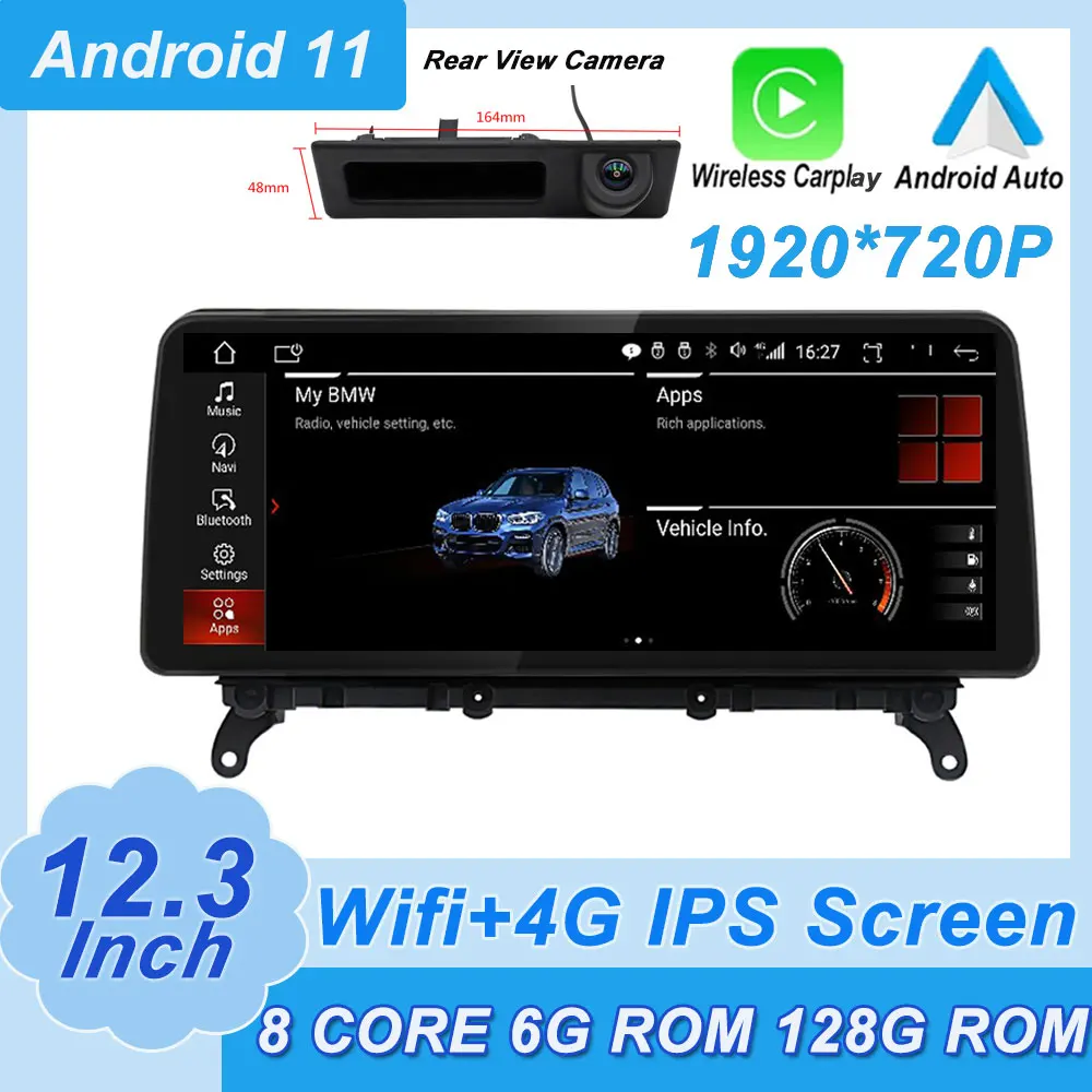 1920*720P IPS Screen 12.3" Android 11.0 Car Player Multimedia Navigation Carplay + Auto For BMW X3 F25 / X4 F26 CIC NBT System
1920*720P IPS Screen 12.3" Android 11.0 Car Player Multimedia Navigation Carplay + Auto For BMW X3 F25 / X4 F26 CIC NBT System
