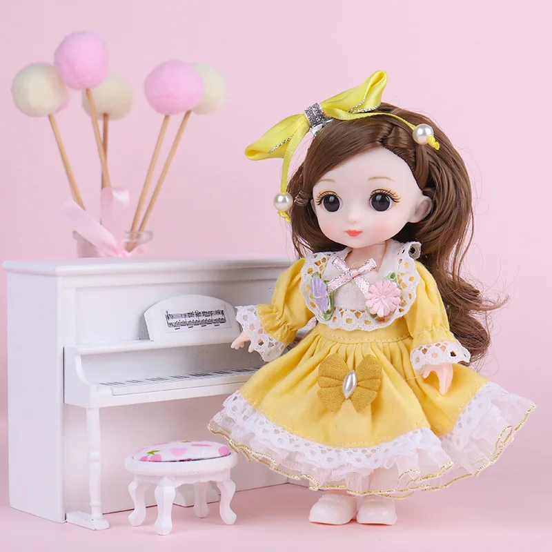 

New 16cm Doll Big Eyes Blue Brown 13 Movable Jointed BJD Dolls Toys Mini Lovely Doll Dress Up Play House Toy for Girls Gift
