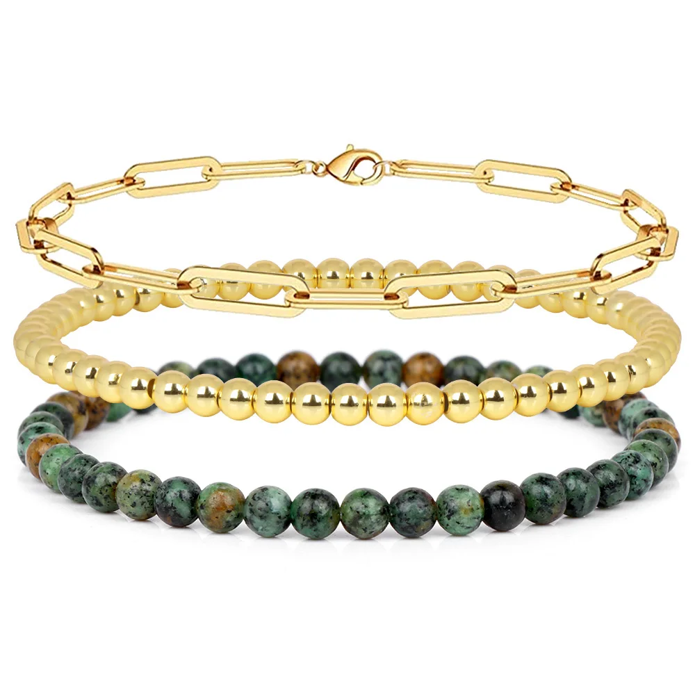 3Pcs/set 4MM Natural Stone Bracelet Gold Color Charm Cable Link Chain Bracelet Set For Women Men Multi-layer Bangle Jewelry
3Pcs/set 4MM Natural Stone Bracelet Gold Color Charm Cable Link Chain Bracelet Set For Women Men Multi-layer Bangle Jewelry