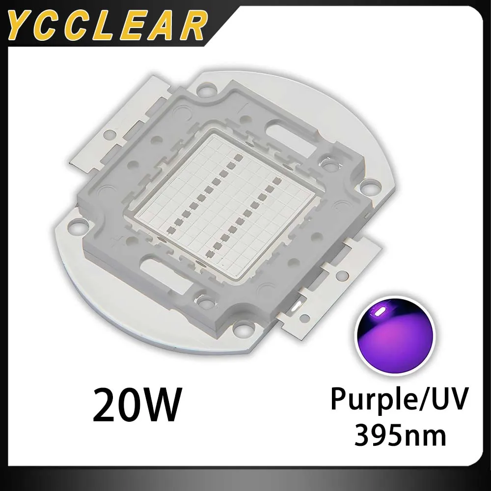 

High Power UV Purple LED Chips 365nm 370nm 375nm 380nm 385nm 395nm 400nm 405nm 410nm 420nm 425nm COB Ultraviolet Lights 20W