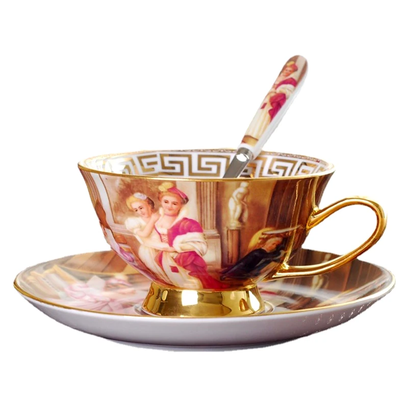 Retro Coffee Cups with Saucer Bone China Coffee Mug Luxury Espresso Cup Porcelain Mugs Gold Handle Tea Cup with Spoon Gift Ideas
Retro Coffee Cups with Saucer Bone China Coffee Mug Luxury Espresso Cup Porcelain Mugs Gold Handle Tea Cup with Spoon Gift Ideas