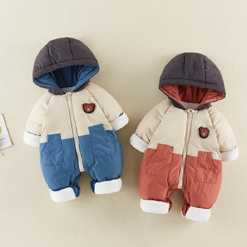 Baby clothes autumn and winter boys and girls color-blocking thickening jumpsuit children's warm bear cotton coat romper
Baby clothes autumn and winter boys and girls color-blocking thickening jumpsuit children's warm bear cotton coat romper
