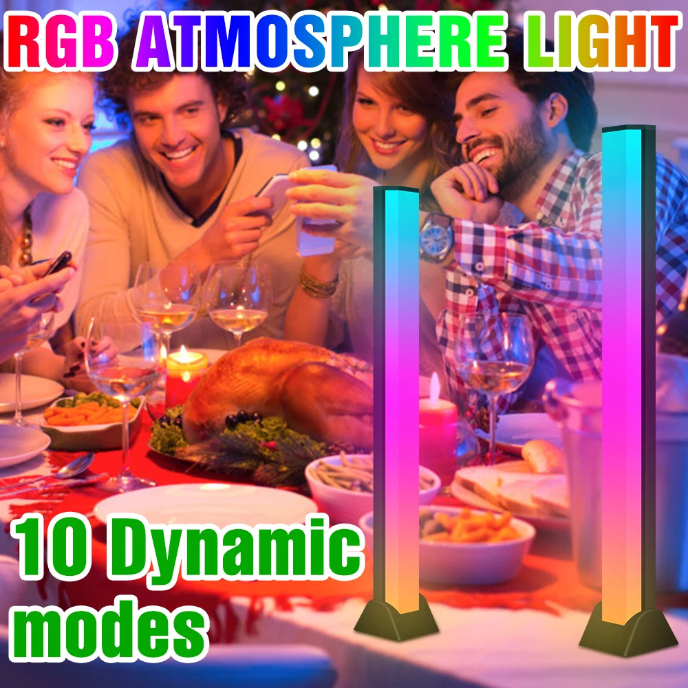 

LED Atmosphere Light Bar Smart Music Night Lamp Pickup Voice Activated Rhythm Lights RGB Colorful Ambient Lamp Decoration Home
