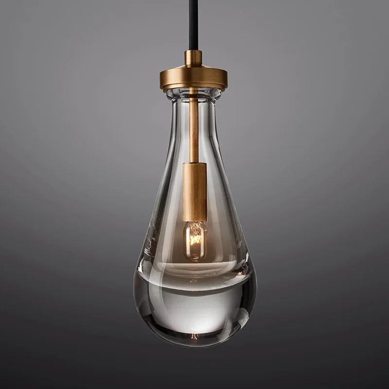 

Миниатюрная Подвесная лампа в скандинавском стиле, медный Хрустальный подвесной светильник в форме капли воды, роскошная люстра для гостиной, спальни, ресторана, бара