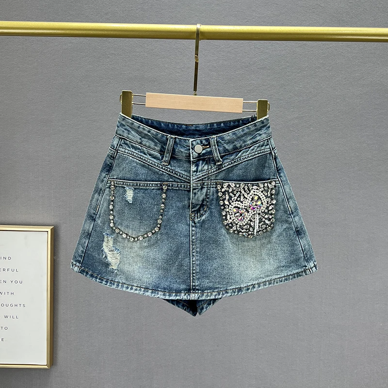 Diamond Denim Skirt Women's Pantskirt 2023 New Summer High Waist Slim Wide Leg Jeans Skirts Streetwear Hot Girls Short Skirt
Diamond Denim Skirt Women's Pantskirt 2023 New Summer High Waist Slim Wide Leg Jeans Skirts Streetwear Hot Girls Short Skirt