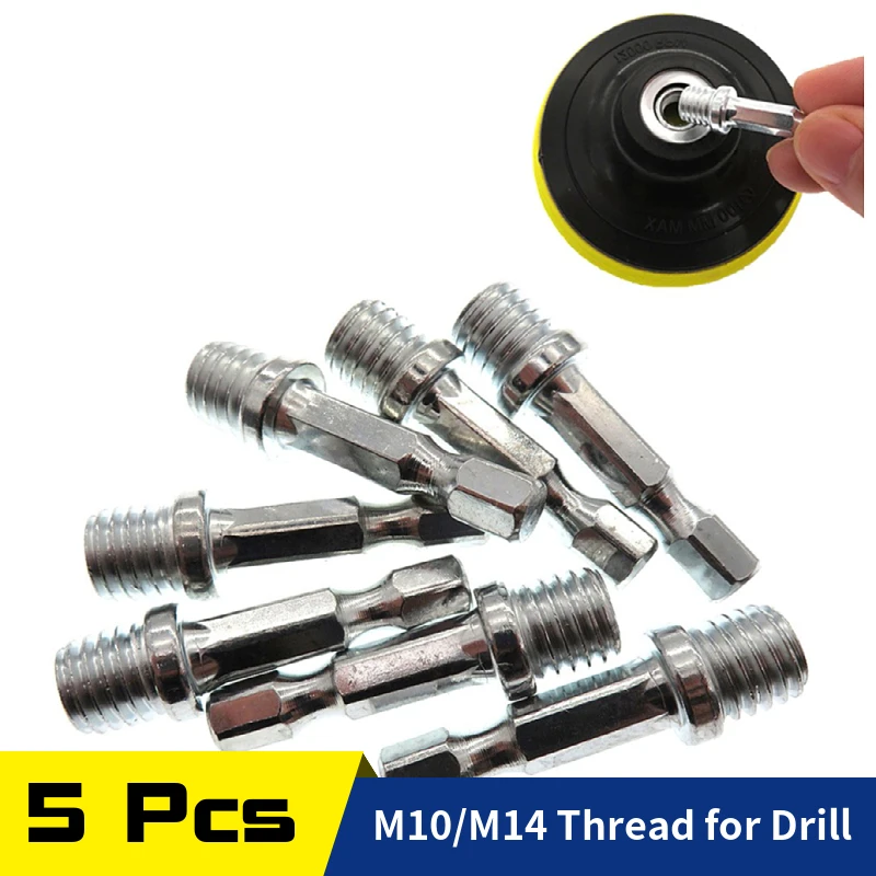 

1/4 Hexagon Connecting Rod Adapter Drill Chuck Converter M10 M14 Thread Connection Hexagon For Grinder and Sander Polishing