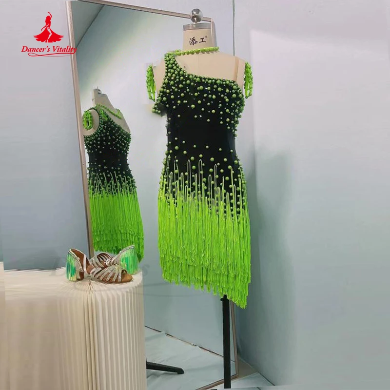 Latin Dance Competition Dress Costume Customsized for Adult Rumba Chacha Tango Pearl Performance Clothing Child Latin Dresses 
Latin Dance Competition Dress Costume Customsized for Adult Rumba Chacha Tango Pearl Performance Clothing Child Latin Dresses