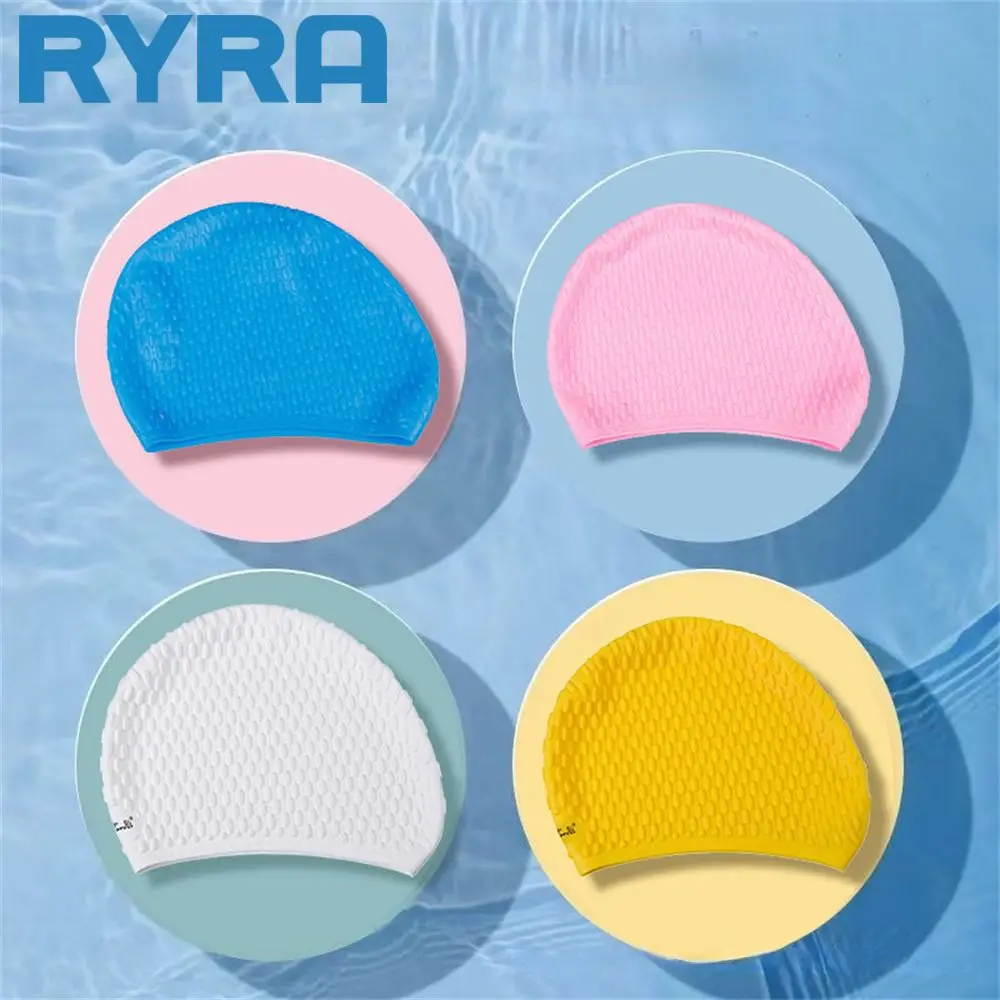 

Swimming Pool Cap Concave Pattern Inside Silicone Bubble Particles Larger Elastic Area Good Waterproof Performance Swimming Cap