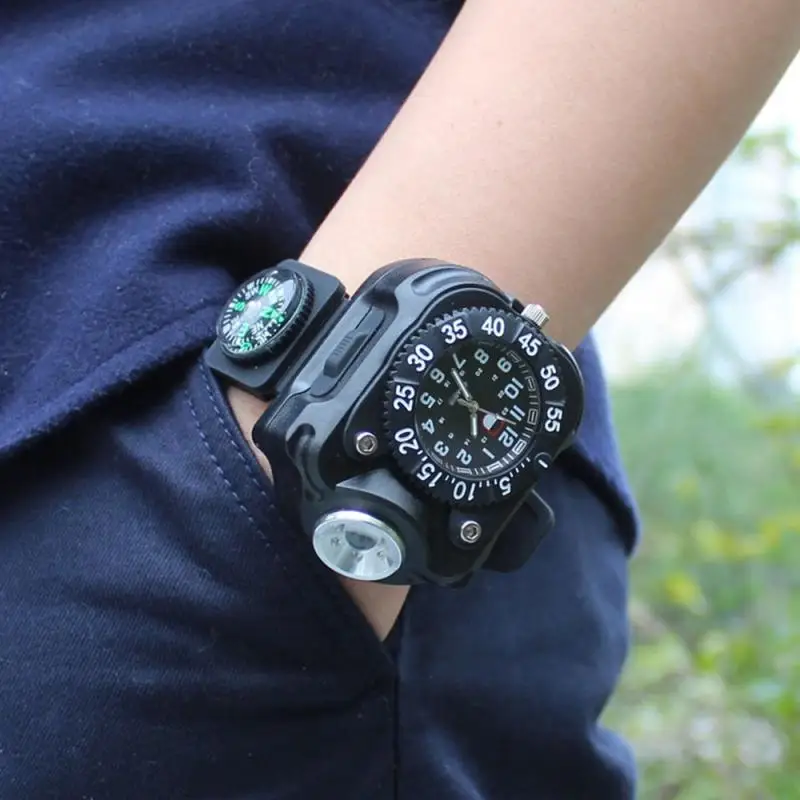 3-in-1 LED Wrist Light Watch Flashlight Compass Military Tactical Waterproof Wristband Lamp Universal Outdoor Survival Tool
3-in-1 LED Wrist Light Watch Flashlight Compass Military Tactical Waterproof Wristband Lamp Universal Outdoor Survival Tool
